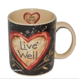 3/$25 🍄 Lang & Wise 2001 “Live Well, Live Simply” Mug